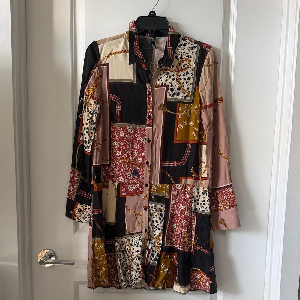Zara Multicolor Patchwork Long Sleeve Dress
